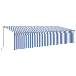 Image of Vidaxl Manual Retractable Awning With Blind&led 6X3M Blue & White
