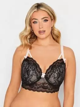 Image of Yours Lace Longline Underwire Bra, Black, Size 38Dd, Women