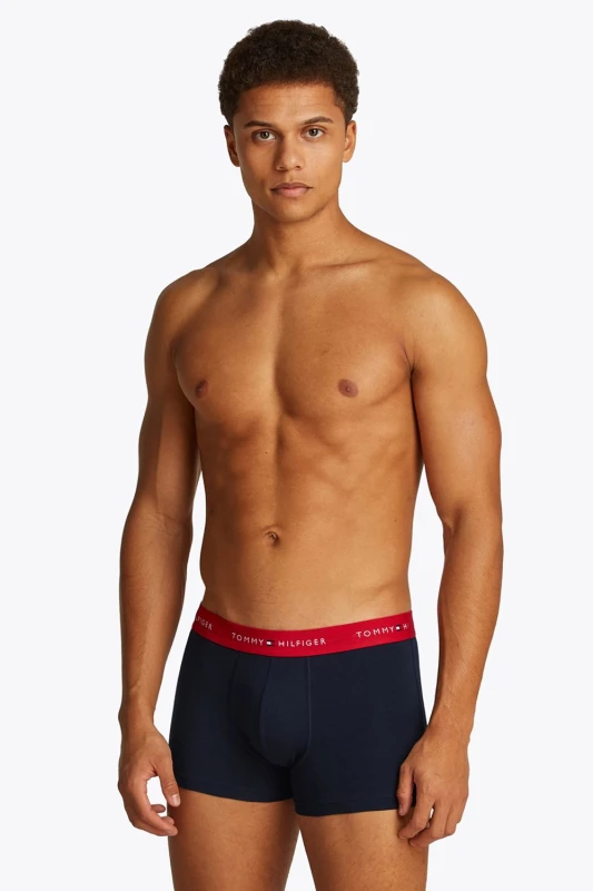 Image of Tommy Hilfiger Pack of 3 Plain Hipsters Red+White+Navy Men XXL