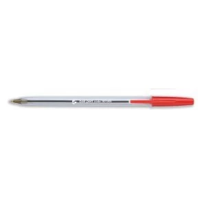 image of 5 Star Office Ball Pen Clear Barrel 1.0mm Tip 0.4mm Line Red Pack 50