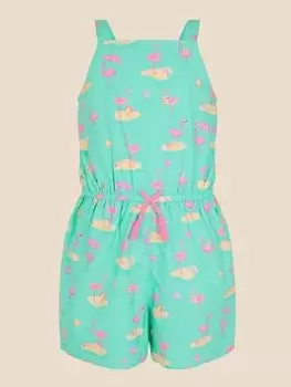 Image of Accessorize Girls Flamingo Playsuit - Green, Size 3-4 Years, Women