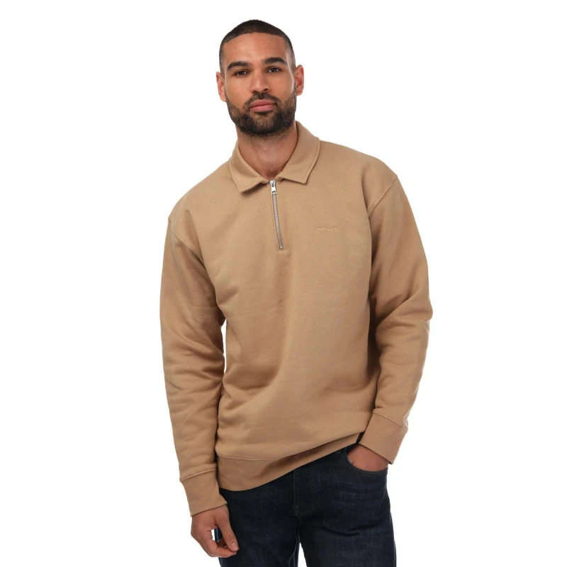 Image of Gant Icon Half-Zip Sweatshirt - Beige Beige S