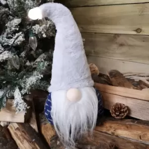 Image of 35cm Festive Christmas Sitting Light Up Lit Gonk with Grey Hat and Blue Body