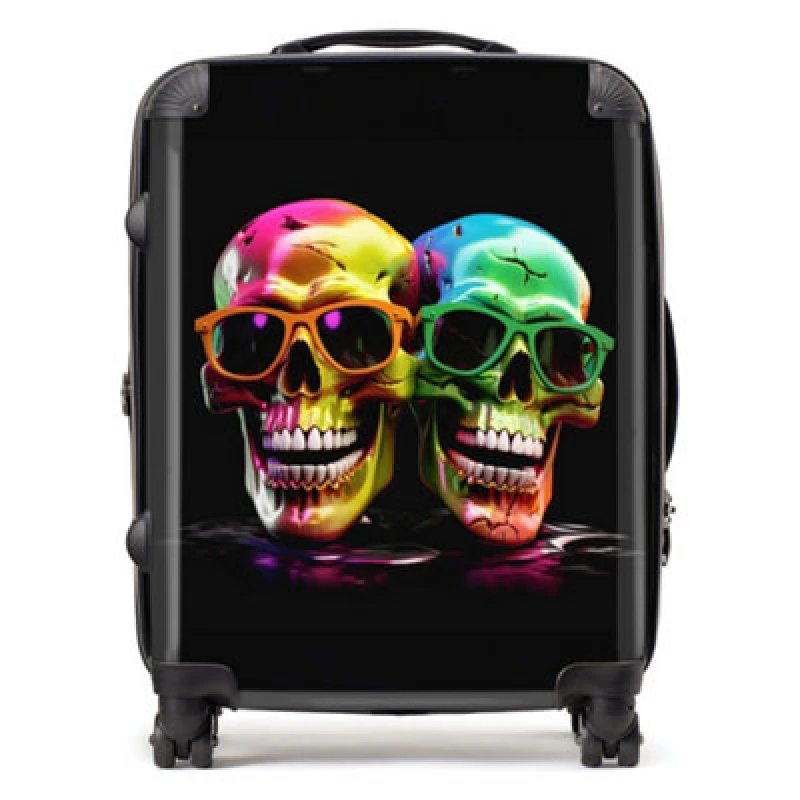 Image of Warren Reed Designer Happy Skeletons In Sunglasses Suitcase - Large