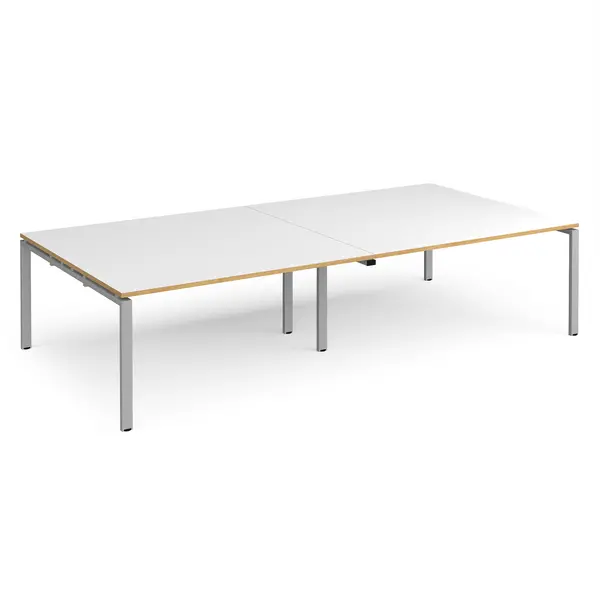 Image of Adapt Rectangular Office Boardroom Table - White/Oak - White Frame - W3200mm