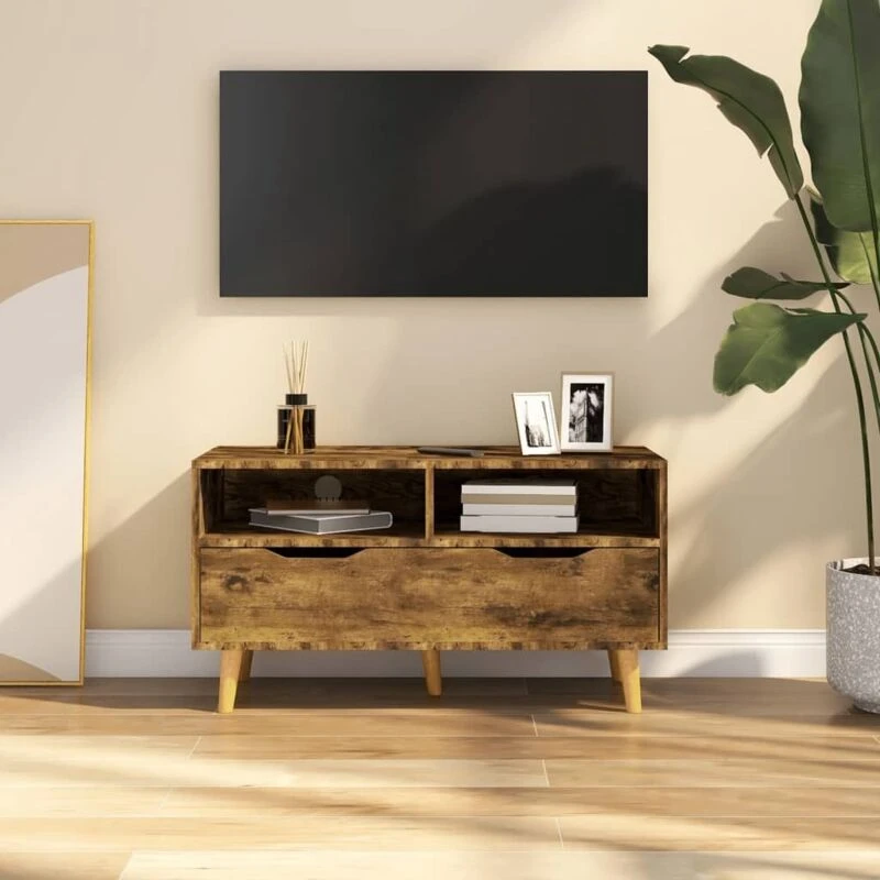 Image of VIDAXL TV Cabinet Smoked Oak 90x40x48.5cm Engineered Wood vidaXL 8720286343838