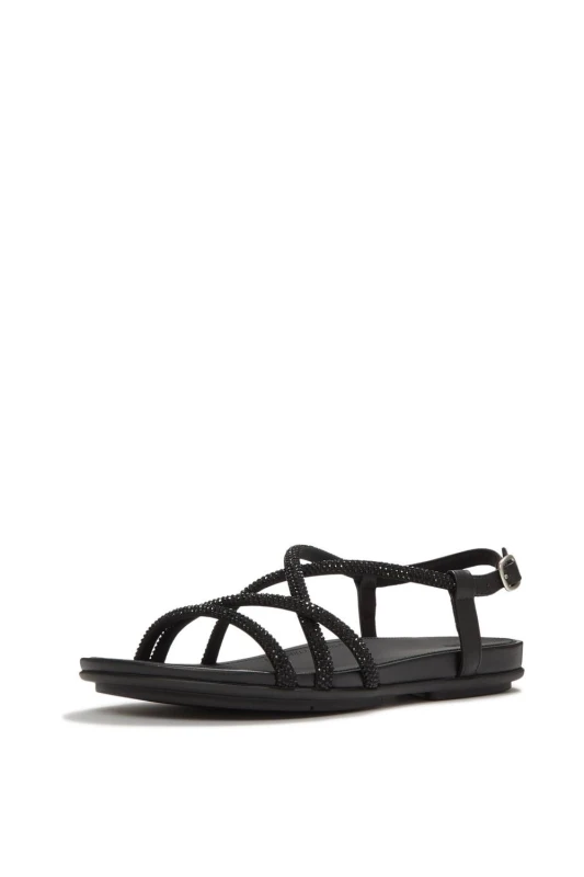 Image of FitFlop Womens Gracie Crystal Sandals in Black Size: 7 Black Female 7
