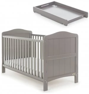 image of Obaby Whitby Cot Bed & Cot Top Changer - Taupe Grey