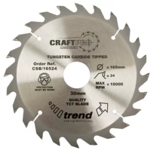 Image of Trend CRAFTPRO Wood Cutting Saw Blade 215mm 24T 30mm