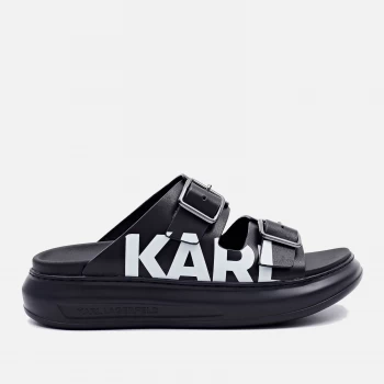 image of KARL LAGERFELD Womens Kapri Leather Flatform Sandals - Black - UK 4