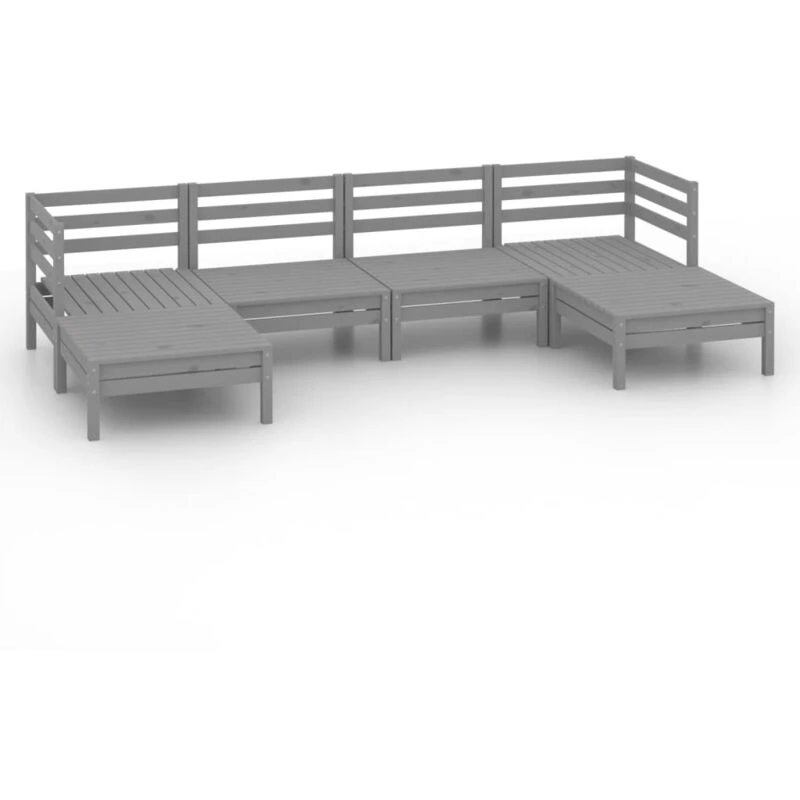 Image of VIDAXL 6 Piece Garden Lounge Set Grey Solid Wood Pine Vidaxl 8720286690918