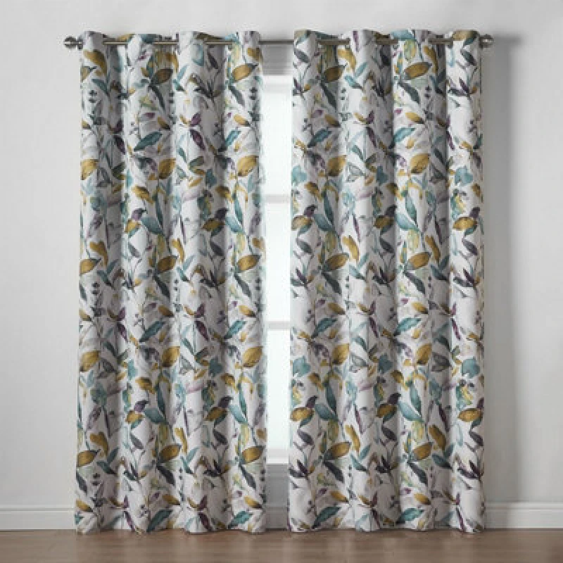 Image of Luxury Living Gi Printed Ring Top Curtains Green