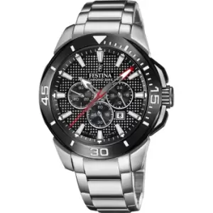 Image of Festina F20641-4 Mens Black Chrono Bike Steel Bracelet Wristwatc