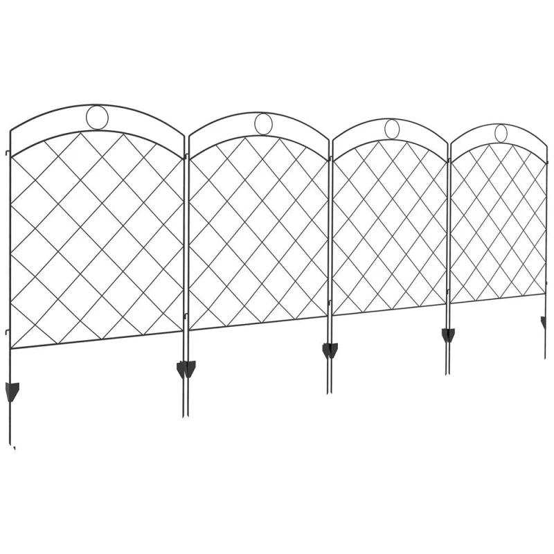 Image of Outsunny Garden Fencing Panels, 43" x 11.4ft - Steel 844-770V00BK
