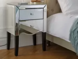 image of Birlea Palermo 2 Drawer Small Mirrored Bedside Cabinet Assembled