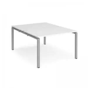 Image of Adapt back to back desks 1200mm x 1600mm - silver frame and white top