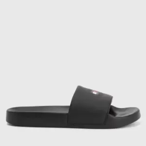 Image of Tommy Jeans Womens Printed Pool Slide Sandals - Black - UK 6.5