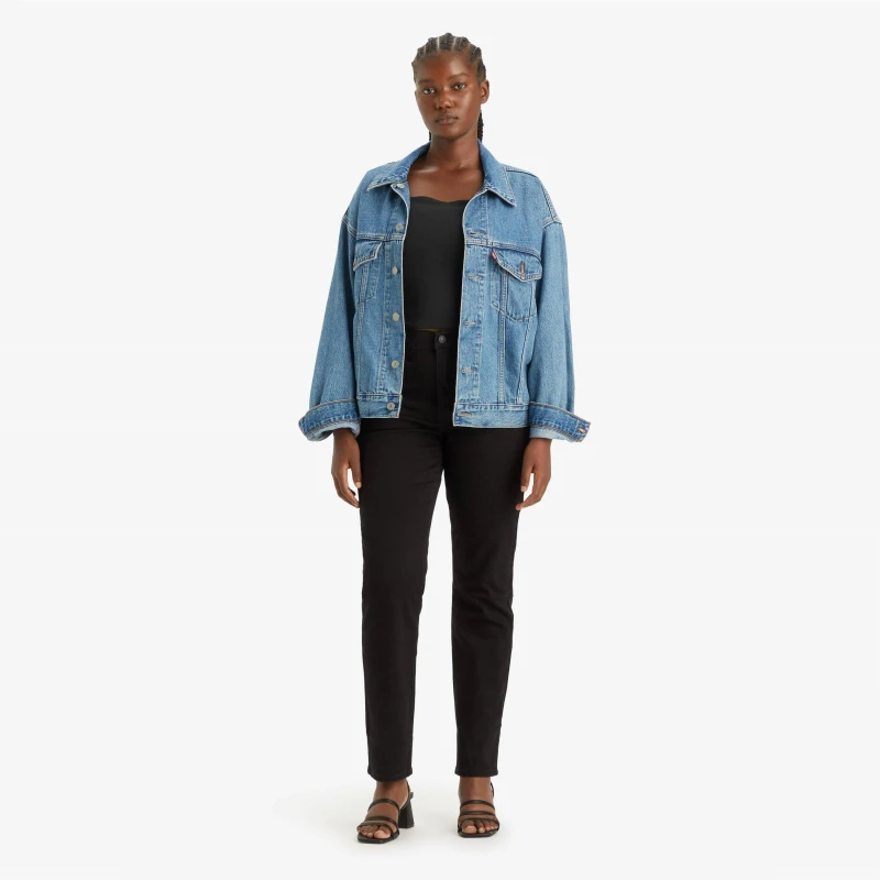 Image of Levis 724 High Rise Straight Jeans - Black 27 L30