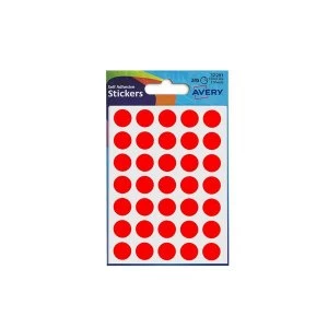 image of Avery 32 281 Red Coloured Dot Labels 13mm 245 Labels