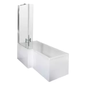 image of Nuie 1500mm Left Hand Square Shower Bath Set - White