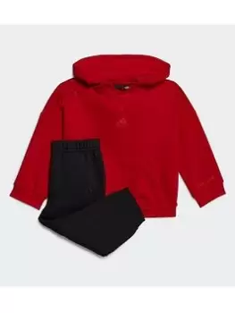 Image of Boys, adidas Fleece Tracksuit, Red, Size 12-18 Months
