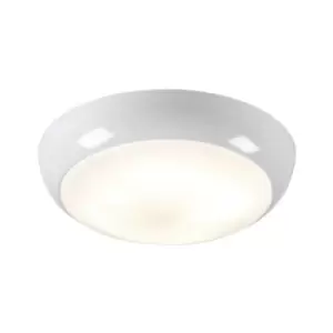 Image of Knightsbridge Emergency Bulkhead with Opal Diffuser, White Base and microwave sensor, IP44 28W