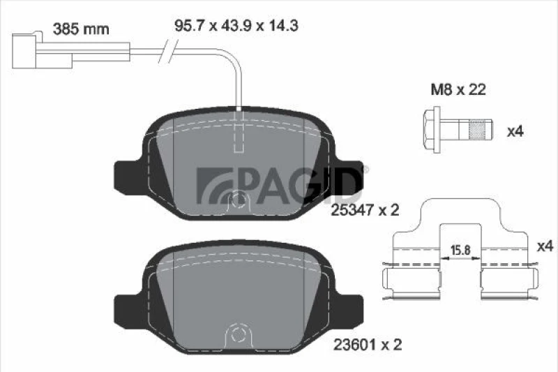 Image of Brake pad set PAGID T2108N