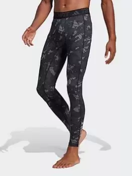 Image of adidas Performance Techfit Allover Print Training Leggings, Camo Size M Men