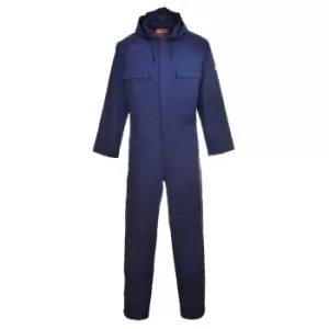 image of Biz Weld Mens Flame Resistant Hooded Coverall Navy 3XL