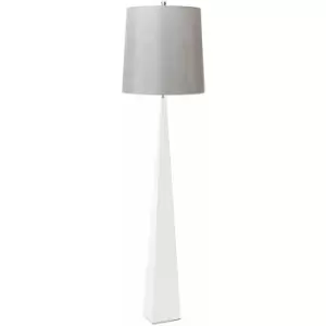 Image of Loops - Floor Lamp White Steel Tapered Column Grey Shade Included White LED E27 100W