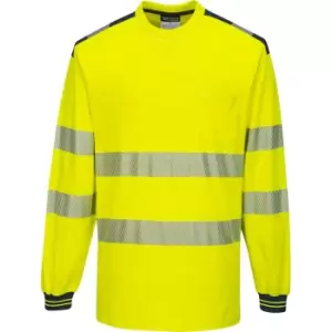 Image of Portwest HiVisTex Pro Long Sleeved T Shirt Yellow / Navy 3XL
