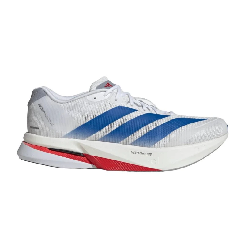 Image of Adidas Adizero Boston 13 Shoes White Blue SS26, Size UK 7
