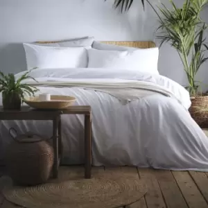 Image of Appletree Cassia White 100% Cotton Duvet Cover and Pillowcase Set White