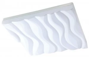 Image of Flush Ceiling Light Large Square 45W LED IP44 3000K, 4050lm, Matt White Acrylic