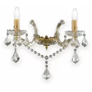 Image of Golden wall light in crystal FLORIAN 2 bulbs