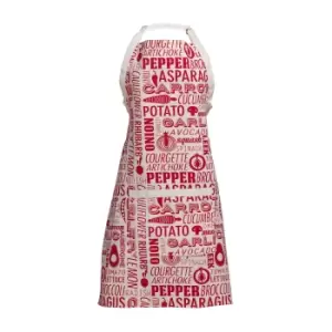 image of Apron in Red Word Print