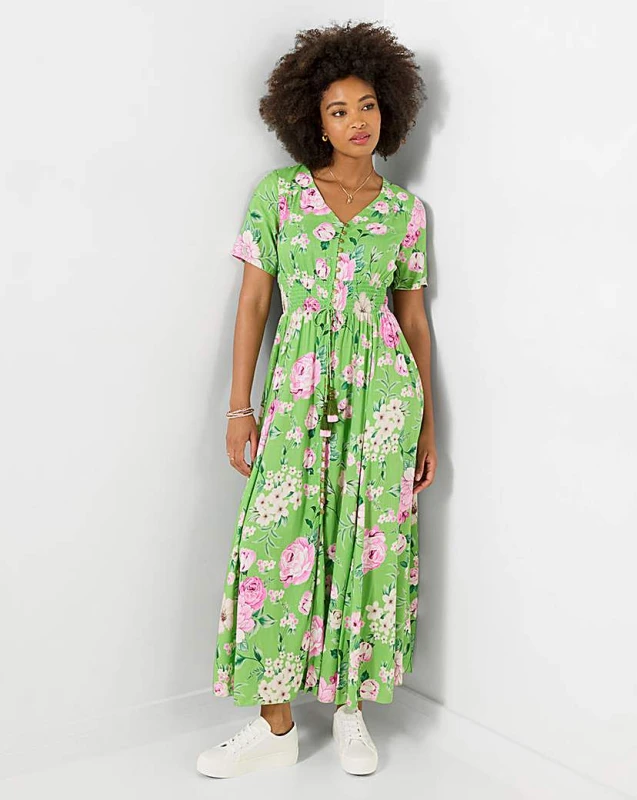 Image of Joe Browns Joe Browns Flower Garden Maxi Dress Green Multicolour - Joe Browns - Size: 18 Green Multicolour Female 18 PQ17405