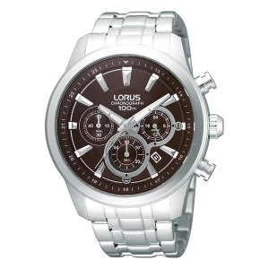 image of Lorus RT359AX9 Mens Chronograph Bracelet Watch with Dark Brown Dial