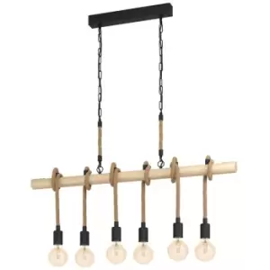 image of Netlighting Youngstown 6 Lamp Straight Bar Pendant Ceiling Light Black, Brown