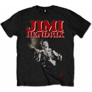 image of Jimi Hendrix Block Logo Mens Blk T Shirt: Large