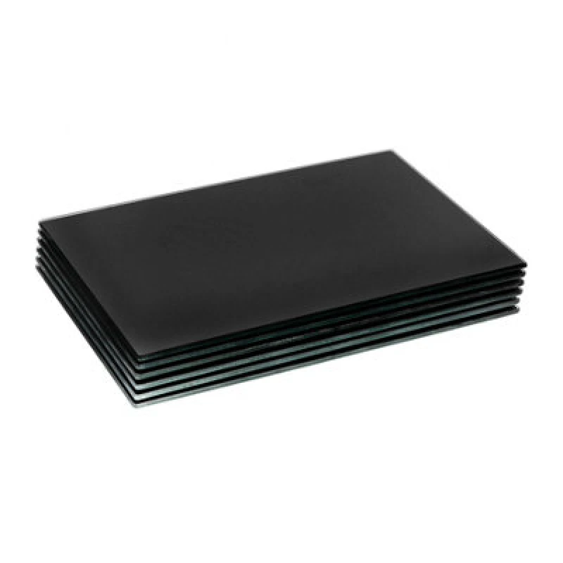 Image of Harbour Housewares 6X Glass Placemats - 30 X 20Cm - Black - Dining Table Place Mats Tabletop Protector For Kitchen Worktops