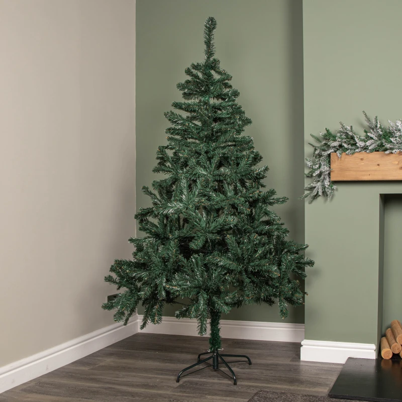 Image of 6ft (1.8m) Green Artificial Christmas Tree with Green Metal Stand and 497 Tips