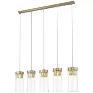 image of Spring Contemporary Bar Pendant Ceiling 5 Light Antique Bronze, Crystal