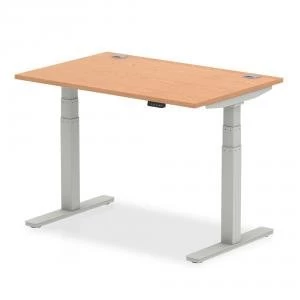 image of Trexus Sit Stand Desk With Cable Ports Silver Legs 1200x800mm Oak Ref