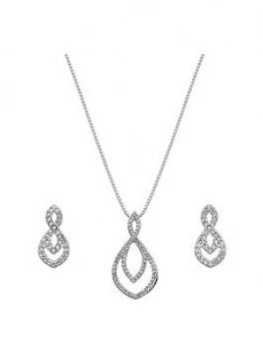 Image of Hot Diamonds White Topaz Earrings And Pendant Set