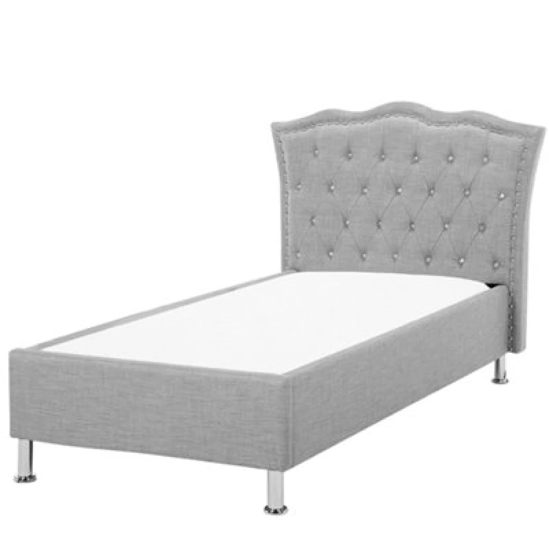 Image of Beliani Bed Fabric Metz 90 X 200 Cm (Eu Single) Light Grey