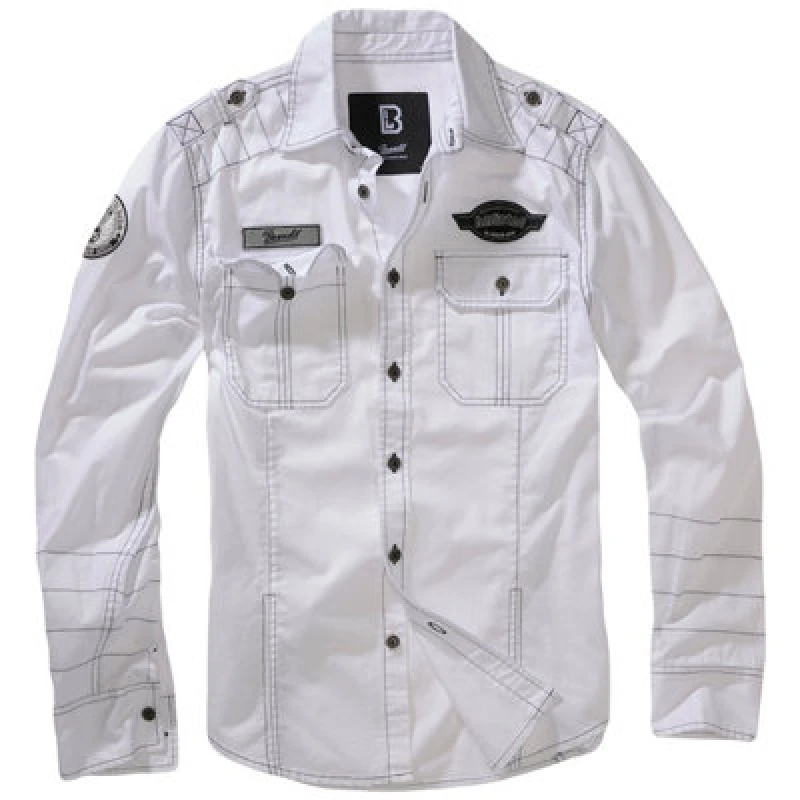 Image of Brandit Luis Vintage Shirt With Badges White Size Medium