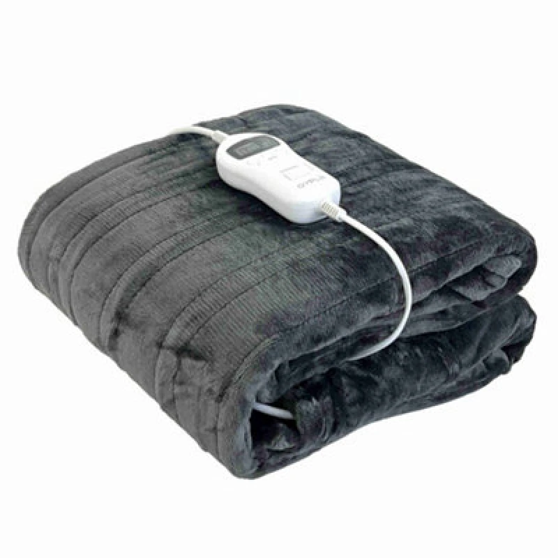 Image of Oypla Machine Washable Heated Throw Electric Blanket with 10 Heat Settings and LED Controller Grey
