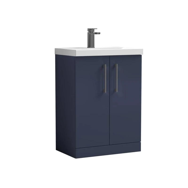Image of Balterley Level Contemporary Bathroom Floor Standing 2-Door Vanity Unit & Basin, Midnight Blue, 600mm