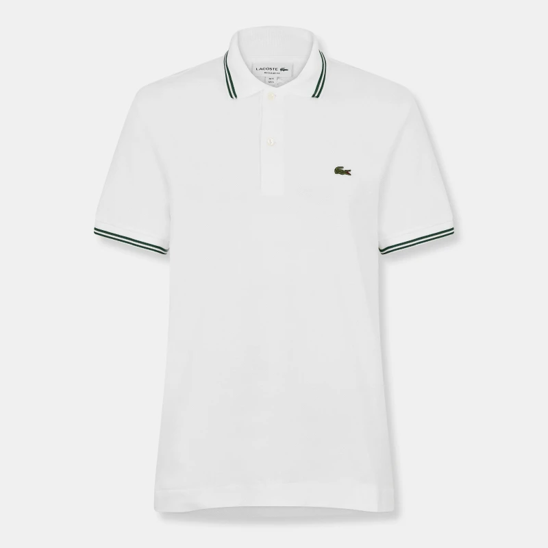 Image of Lacoste Mens Tipped Short-Sleeve Polo Shirt White 001 male S
